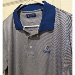 Founders International Blue Striped Polo Shirt Willbrook Plantation Golfcore